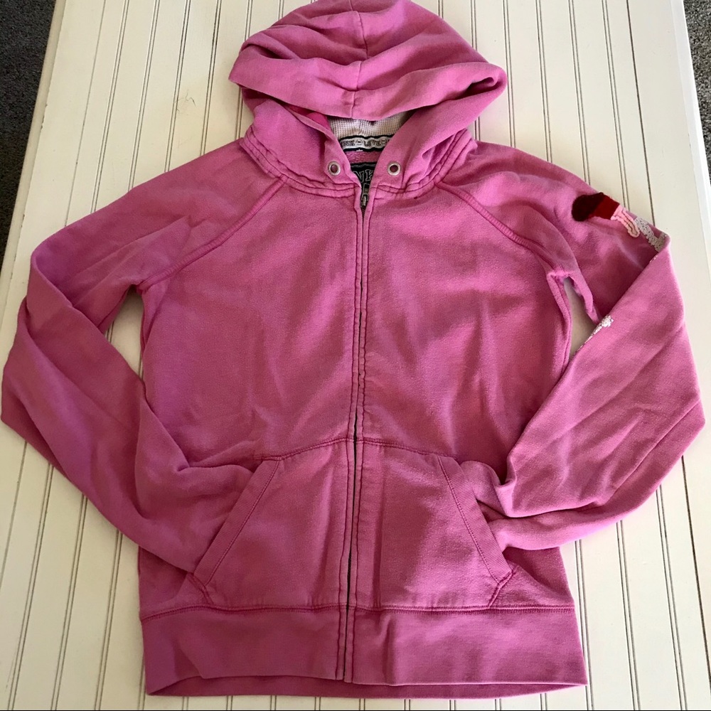 Pink Full Zip Hoodie With Logo Size Small